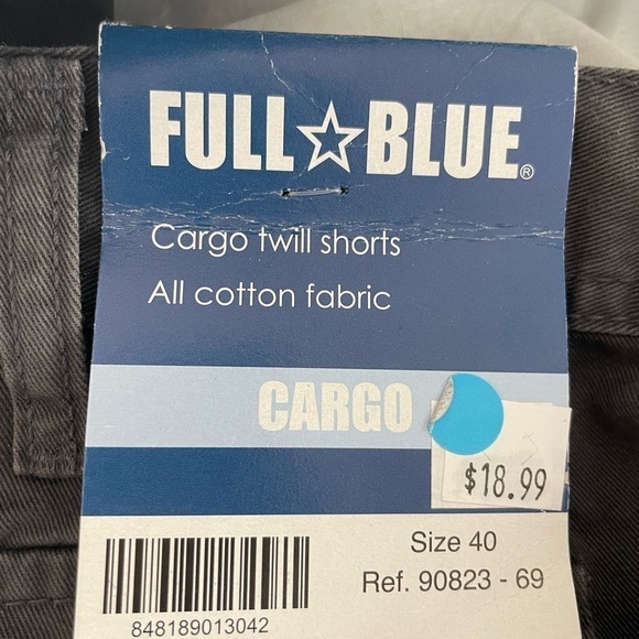 Full Blue Cargo Cotton Twill Grey Shorts Size 40 - Picture 8 of 8